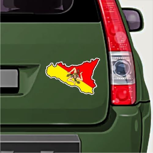 Vinyl-Aufkleber mit sizilianischer Landkarte und Flagge, 110 mm