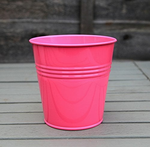 spring life 10.5CM METAL TIN FLOWER POT PLANTER PEN HOLDER CONTAINER (hot pink)