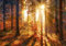 decomonkey Fototapete Wald 350x256 cm XXL Tapete Wandbild Wandbild Bild Fototapete Tapeten Wandtapete Wandtapete Herbst Natur Landschaft