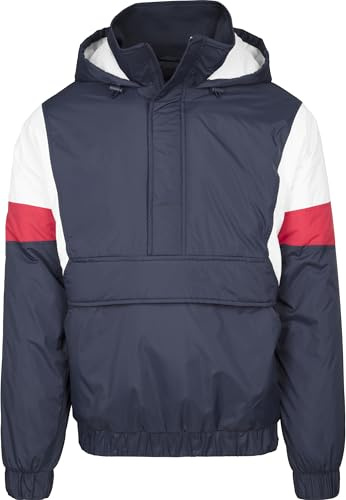 Urban Classics Herren 3 Tone Pull Over Jacket Jacke, per Pack Mehrfarbig (Navy/White/fire red 01243), XX-Large (Herstellergröße: XXL)