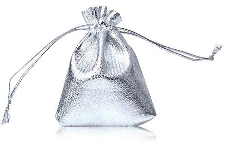 YFZYT Geschenkbeutel Geschenksäckchen Schmuck Beutel Säckchen Drawstring Tasche Geschenk TaschenMetallic Stoffbeutel mit Kordelzug zum Basteln und Befüllen - 15x20 cm/5.91x7.87 Zoll, Silber#3
