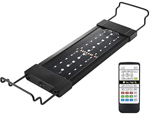 NO.17 LED Aquarium Beleuchtung, 11W Aquariumleuchte mit Fernbedienung und ausziehbaren Halterungen, 24/7 Automatisierte Aquarienbeleuchtung, RGB-Farben (30-50 cm, 11W)