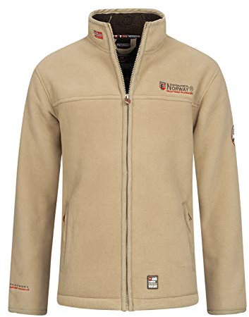 Geographical Norway UBOLT Men - Uomo Polar Fleece Long Sleeve Comfort - Comoda Giacca Calda di Sudore - Zip Collar Hoodie Pocket - Ideale per Le attività Invernali All'aperto Beige XXL