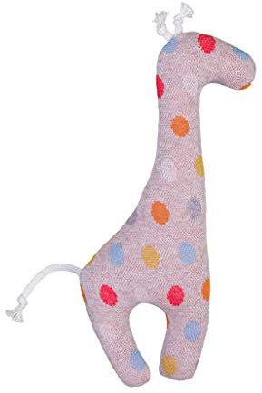 Efie Rassel Giraffe – Bio-Baumwolle (kbA), gefüllt mit Schafwolle (kbT), Greifling für Babys, handgefertigt – Made in Germany – nachhaltig & waschbar