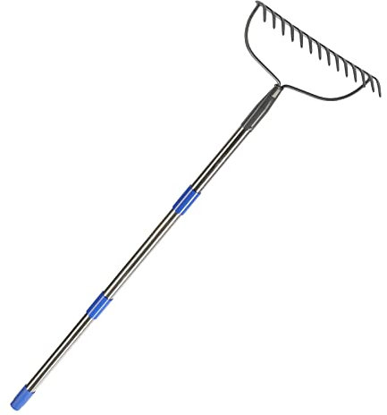 MIYA Garden Rakes for Soil with Long 152CM Handle,Heavy Duty 14 Tines Rake,Gardening Steel Tools&Equipment