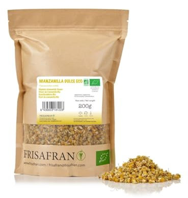 FRISAFRAN | Manzanilla infusión natural 200g | INFUSION MANZANILLA BIO | Infusión a granel | manzanilla en flor Ecológica | Tisana Eco | Digestiva y relajante | Origen europa | Infusión de Hierbas