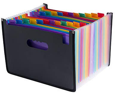 Schreibtisch-Erweiterer, A4, Querformat, schwarzer Einband mit 23 verschiedenfarbigen Taschen