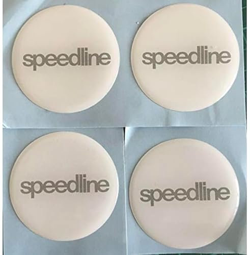 SCOOBY DESIGNS Speedline Aufkleber für Alufelgen, gewölbt, 4 Naben, weiß, grau, 50 mm