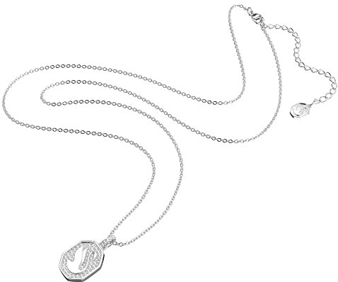 Swarovski Signum Anhänger, Weiße und Rhodinierte Damenhalskette mit Edlem Anhänger und Strahlenden Swarovski Kristallen