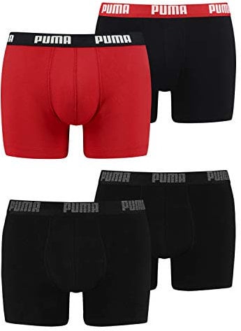 PUMA Herren Boxershorts Unterhosen 100004386 4er Pack, Wäschegröße:L, Artikel:-230 Black/Black + 786 red/Black