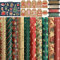 FullJoyHut Ensemble Papier Kraft d'Emballage Cadeau de Noël con 10 Feuilles Motif Renne Flocons 10 Étiquette 4 Rouleaux di Cordes Cadeaux pour Présent
