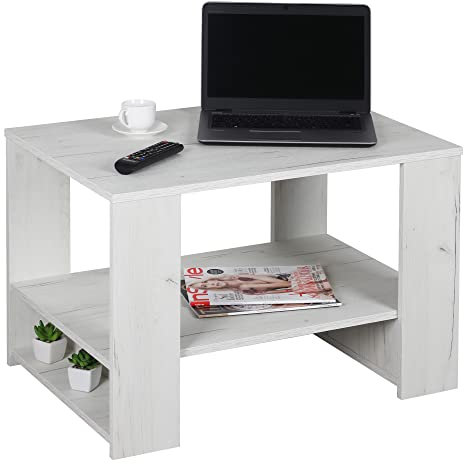 RICOO Couchtisch mit Stauraum Wohnzimmertisch Holz WM090-EP Coffee Table 72 x 50 x 50 cm Sofatisch modern Tisch für Couch klein Eiche Picard