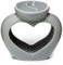 Brucia Essenza per Cera Profumata in Ceramica a Forma di Cuore - Piattino Doppio - Grigio