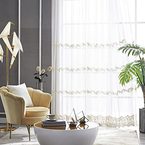 Lactraum Gardine Wohnzimmer Bestickt Luxus Vintage perlen H245 x B145 cm mit Ösen