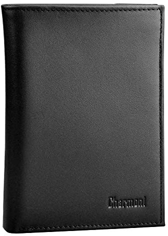 Charmoni Grand Classique Portefeuille en Cuir Protection RFID Blocage Homme (6V RFID Noir)