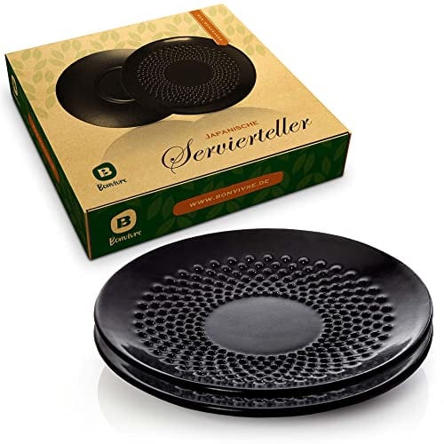 Bonvivre Dessertteller aus emailliertem Gusseisen Ø 15 cm - 2er Set - Kuchenteller Untersetzer Untertasse im asiatischen Stil