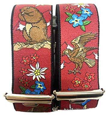 Hosenträge STEINBOCK EDELWEISS ENZIAN ADLER MURMELTIER JÄGER WANDERER ALPINIST von www.vienna-fashion.at AUSTRIA - ÖSTERREICH 35mm Breit in H-Form mit 4 extra starken Clips/ weinrot ST-59, Schwarz