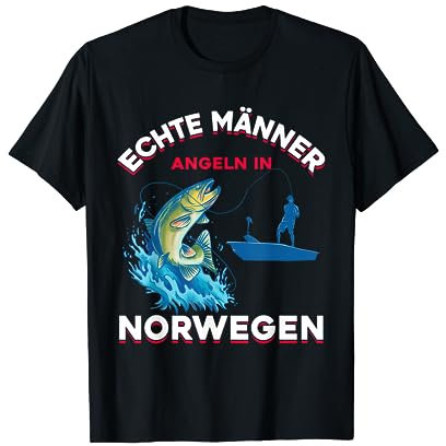 Norwegen Angler Geschenke Echte Männer Angeln In Norwegen T-Shirt Schwarz Kurzarm Klassisch T-Shirt