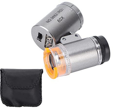 Microscope de Poche Microscope Numérique Portable Grossissement 60X 2 Lumières LED 1 Lumière Large Application Microscope Portable en Acrylique ABS