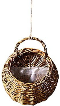 JAWSEU Pot de Fleur Suspendu en Osier - Panier de Fleurs à Suspendre en Rotin - Récipient de Vase Mural Tissé à La Main pour Plantes Grimpantes