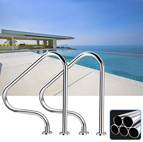 Swimming Pool Handrails 304 Stainless Steel Pool G Schwimmbäder Handläufe, 304 Edelstahl-Spa-Treppenhandläufe mit schnellem Mount Basis, 3-Bend-Swimmingpool-Sicherheitshandläufe für Garten Hinterhofpo