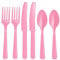 Party Buz WE VALUE YOUR TRUST Assorted Plastic Reusable Cutlery Set 18 Pcs, Pack of 18 (Baby Pink)