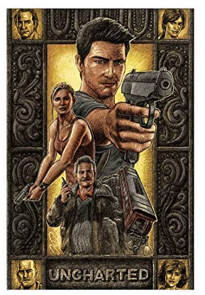 RIELLI Uncharted Game 3 Leinwand-Poster, Schlafzimmer, Dekoration, Sport, Landschaft, Büro, Raumdekoration, Geschenkrahmen: 30 x 45 cm