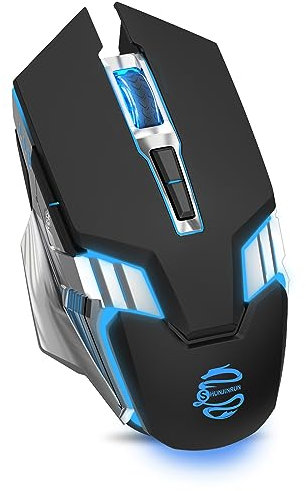 Bluetooth Mouse Wireless Gaming Mouse, RGB Rechargeable Multi Device Mouse, Quiet Click, 7-Color Backlit, LED Light up Computer Mice for Laptop PC iPad Tablet MacBook Chromebook Office Games - Black