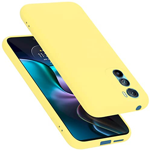 Cadorabo Hülle kompatibel mit Motorola Edge 30 Hülle Silikon Handyhülle für Edge 30 Case aus flüssigem Silikon- Kratzfeste und stoßfeste dünne TPU Schutzhülle - Liquid GELB