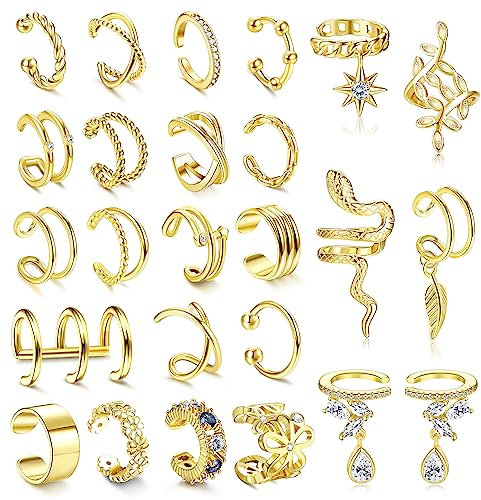 ORAZIO 20Pcs Ear Cuff Set Damen Ohrmanschette Ohrringe Earcuffs Set Helix Knorpel Ohrmanschette Ohne Ohrloch Wickelohrring Fakepircings Ohr Cuffs Ohrklemme 4