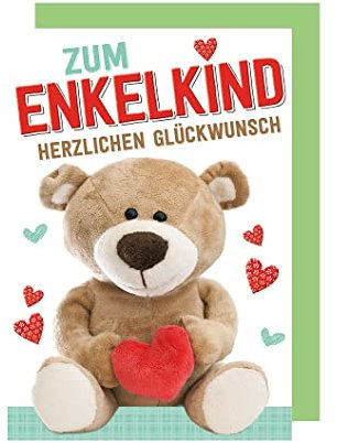 Geburt Enkelkind Grußkarte Zum Enkelkind Teddy mit Herz 16x11cm