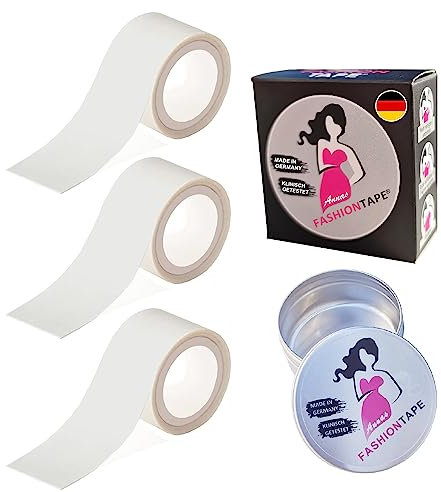 Annas FASHION TAPE® - Made in Germany - Klinisch getestet - Nachfüllset 3 FOR 2 - Body Tape, Körper-Haut-Klebeband, doppelseitig, transparent, Fixierband für den Körper 3 x 20mm x 1m