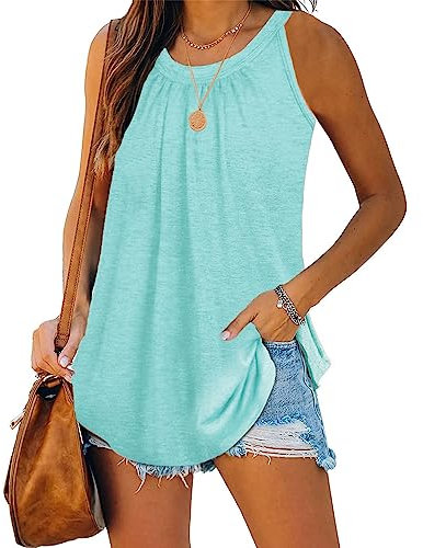 Famulily Leichte Damen Top Sommer Locker Yoga Top A Linie Damen äRmellos Spaghetti Top TüRkis S