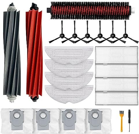 Accessories Kit for Roborock S8+, S8 Pro Ultra Robot Vacuum Replacement Parts, 2 Roller Brushes, 4 Filters, 4 Mop Pads, 6 Side Brushes, 4 Dust Bags, 1 Self Cleaning Brush, 1 Clean Brush, 1 Screwdriver