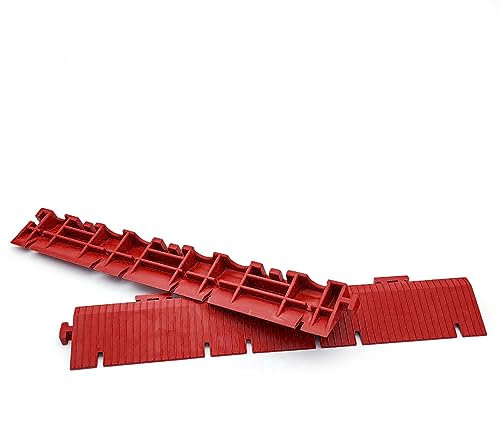 Accessoire dalle renforcé: kit 2 rampes + coin PVC (Rouge, 33x5x2cm). Anti-humidité, résistant: facilite le changement de niveau et de passage des véhicules