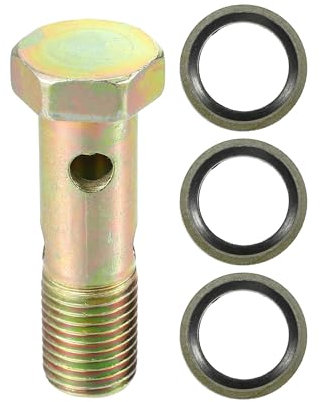 VekAuto Kit de boulons double banjo, filetage métrique M14x1.5, longueur 55mm, adaptateur universel en métal durable de couleur bronze avec rondelle d'étanchéité