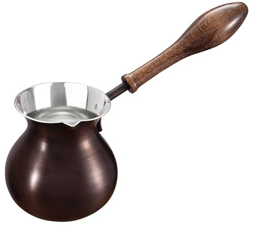 ZHSHOP Premium handgefertigte türkische Kaffeekanne (Cezve/Ibrik) 431.2 g und 450 ml - Multifunktionale griechische & arabische Kaffeemaschine, Herdplatte Briki, Chai Warmer, Türkei, Top-Design,