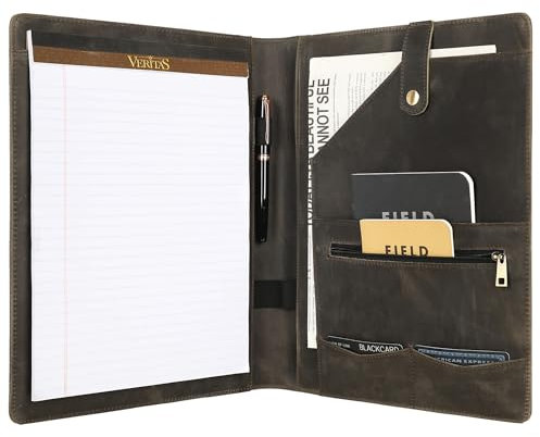 Personalisiertes Leder-Padfolio für Linkshänder, Business-Portfolio-Ordner mit Notizblockhalter, Rechtsblock, Portfolio-Ordner für Herren/Damen, Grau