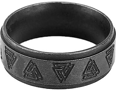 Nordischer Wikinger-Valknut-Ring – Herren-Siegelring aus Edelstahl mit Odin-Symbol – handgefertigter mittelalterlicher Vintage-Ehering-Ring mit Daumen, Finger, Piratenring, Paar-Liebh