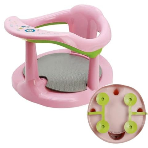 Asiento de Baño para Bebé | Sujeción con Ventosas Antideslizantes | Silla de Baño Ergonómica y Segura para Bebés | Ideal para Bebés Mayores de 6 Meses, (Rosa)
