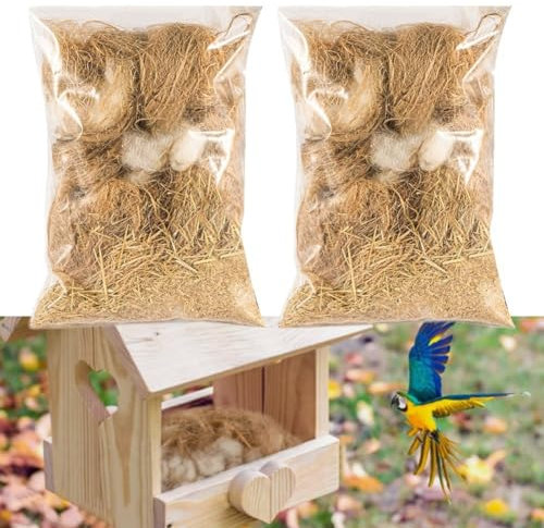 Material de cama de nido de pájaro, paja de seda, material de anidación de algodón, mezcla de material de anidación de canarios, anidación de mascotas para jaulas, jardines, árboles
