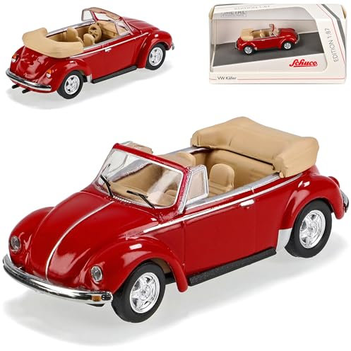 Volkwagen Käfer Cabrio Rot Offen H0 1/87 Schuco Modell Auto mit individiuellem Wunschkennzeichen
