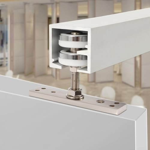 HEIBTENY Puerta plegable Polea Riel Abajo/Superior Colgado Suave Puerta Corredera para Max 60 Kg (2 Piezas 50cm Top Door Track)