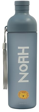 Gourde personnalisée pour enfants (8+) et adultes avec prénom et motif. Bouteille d'eau idéale pour l'école, le sport ou le travail. Résiste au lave-vaisselle. Contenance : 600 ml (Bleu Pétrole)