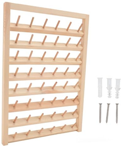 Wandmontierter garnrollenhalter aus Holz, nhgarnhalter wand Garnstnder fr 48 Spulen mit Haken zum Aufhngen,Organizer fr Stickerei, Haarflechten, Nhen Stickspule