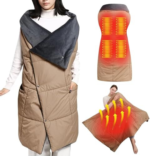 Couverture chauffante USB, avec niveaux de température, couverture chauffante USB, couverture chauffante avec USB, couverture chauffante sans fil, 3 niveaux de température réglables, lavable en