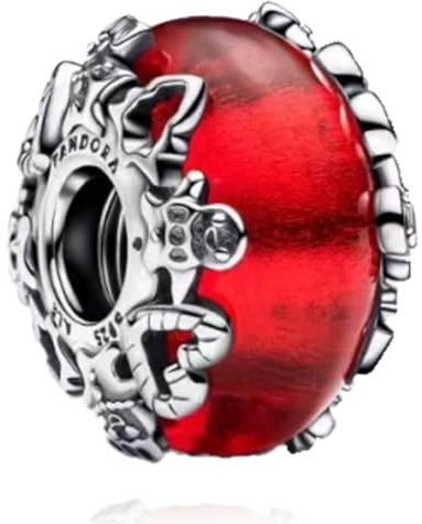 MITSOKU 925 en Argent Sterling Charms Perles Rouges Émaillées pour Bracelet et Collier Pendentif Perles Bijoux Cadeaux pour les Femmes