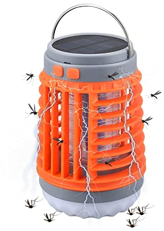 Kaezuy Solar Moskito Killer Lampe Camping Zubehör IP55 Wasserdicht 2000mAh Wiederaufladbar 9 Weiße 4 Violette LED Anti Brumm Forte Mückenschutz Für Outdoor Garten Terrasse (B)