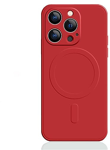 Mixroom - Coque de protection pour iPhone XR en silicone TPU souple compatible avec MagSafe, accessoires avec cercle magnétique intégré, rouge