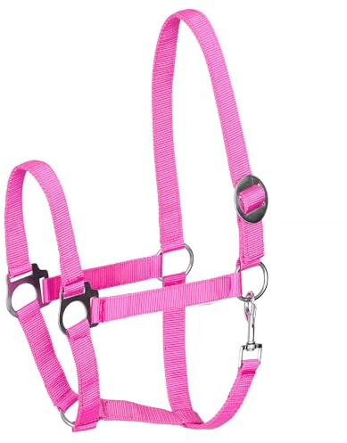 Start Economic Halfter für Pferde – Verstellbares Nylon-Stallhalfter mit Karabiner – Robust & Komfortabel – Weiches, schmutzabweisendes Material (Rosa, Full (Warmblut))